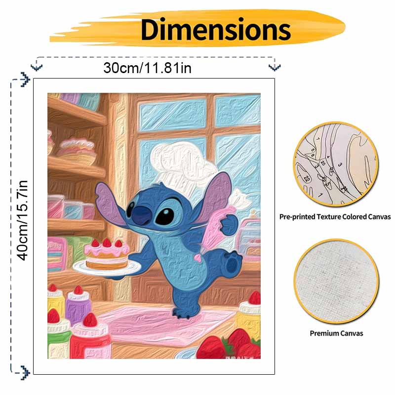 Disney Stitch Baking Cake Digital Oil Painting Art Kit Hand Filled Home Decor