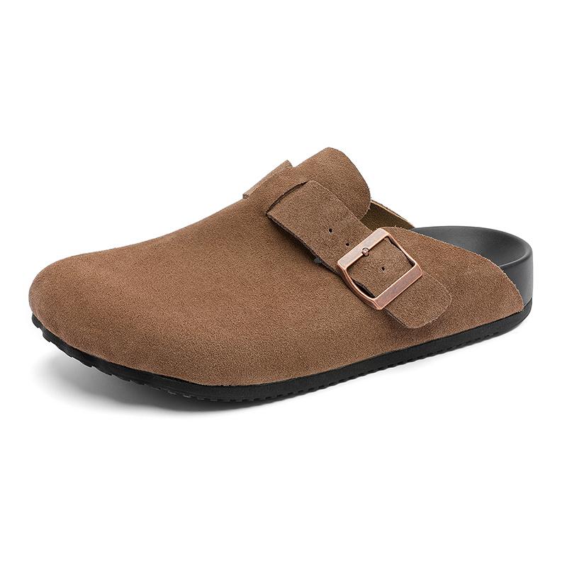 Fashion Fashion Suede Cork Slippers for Men Insole Cork Clogs Sandals with Arch Support Clogs Mules Slippers Leisure Walk Male Half Drag