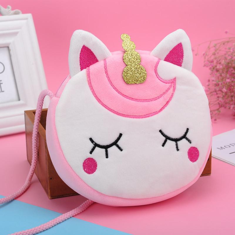 Adorable Unicorn Plush Shoulder Bag For Kids Portable Snack Storage Gift