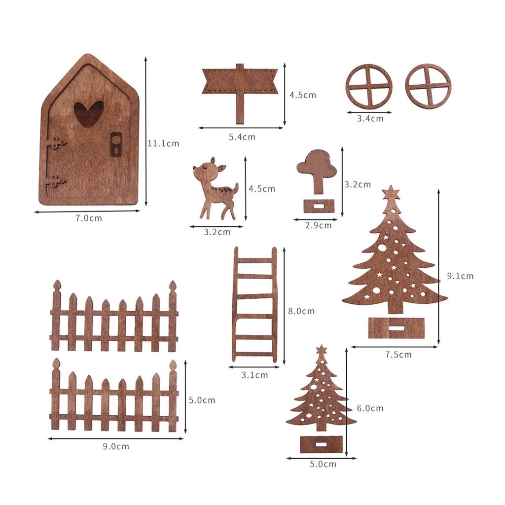 1 Set 1:12 Dollhouse Miniature Christmas Decor Fairy Door Elf Fence Tree Model DollHouse Accessories Kids Role Play Toy