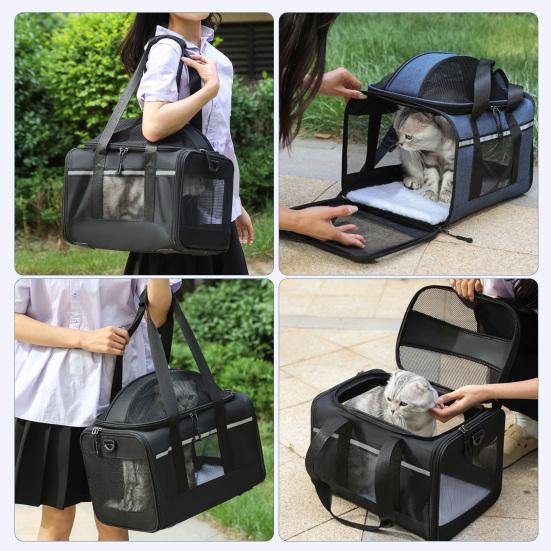 Mesh Cat Carrier Bag Pet Travel Tote with Adjustable Shoulder Strap Breathable Pet Carrier Cross Body Bag for Small Dogs Cats