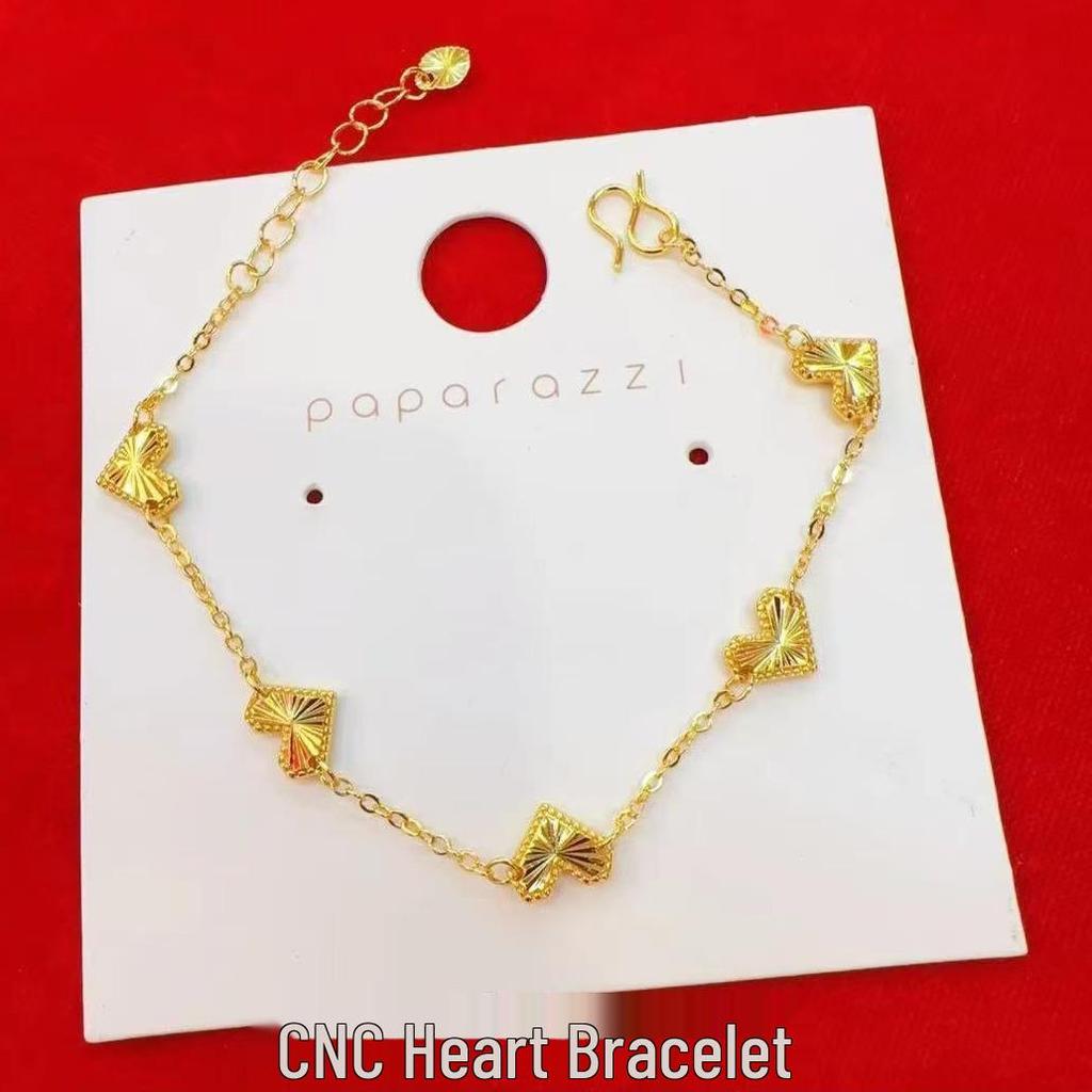 Elegant Gold Heart Bracelet: Versatile CNC-Designed Vietnamese Sand Gold Jewelry