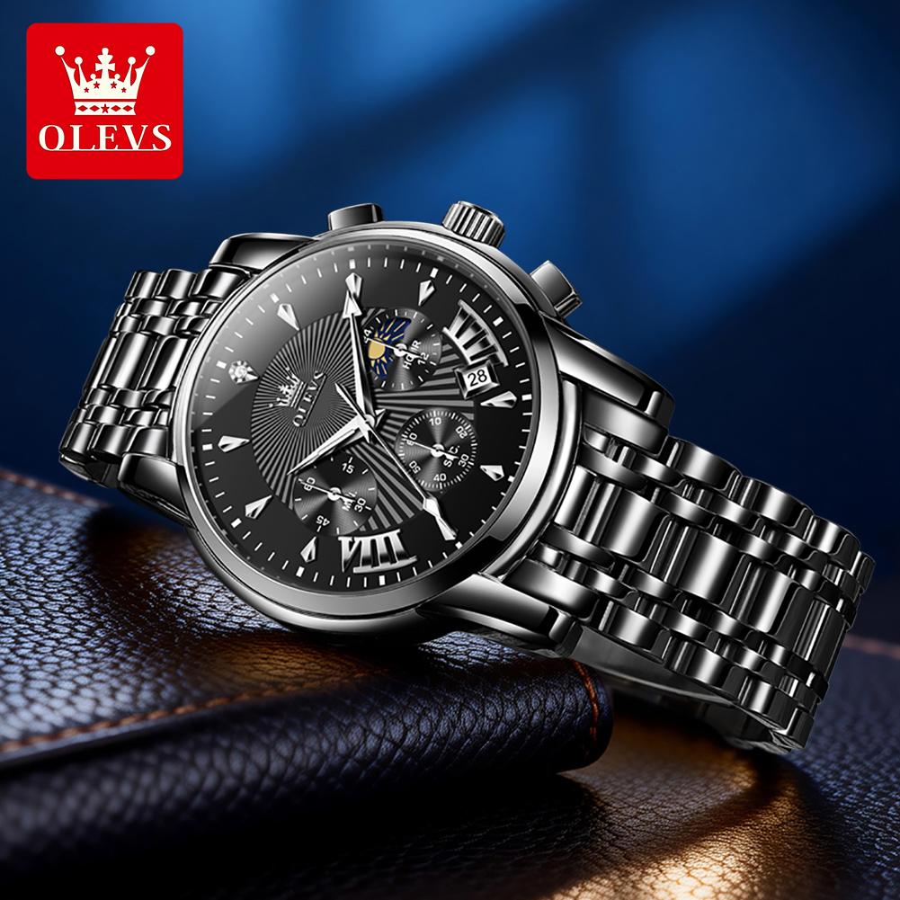 OLEVS Merk Horloge Trendy Mode Waterdicht Lichtgevend Kwarts Herenhorloge 2892