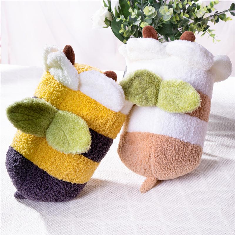 Bee Ladybug Plush Toy High Quality Stuffed Doll Sleeping Cylindrical Pillow Soft Doll Sofa Decor Birthday Gift for Kids