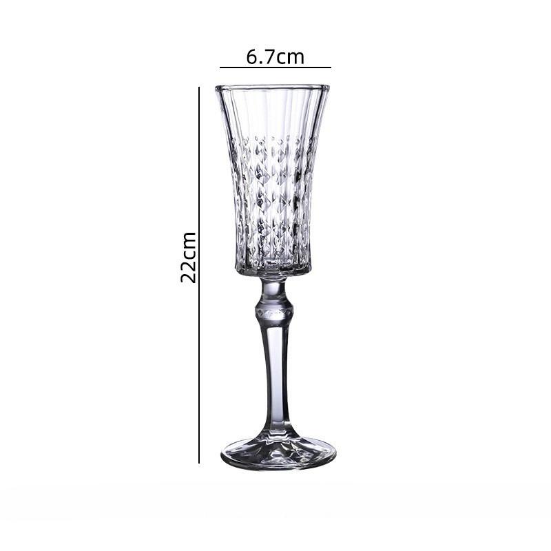 

French Vintage Etched Glass Champagne Flute Wine Cup Ins Style Highball Goblet