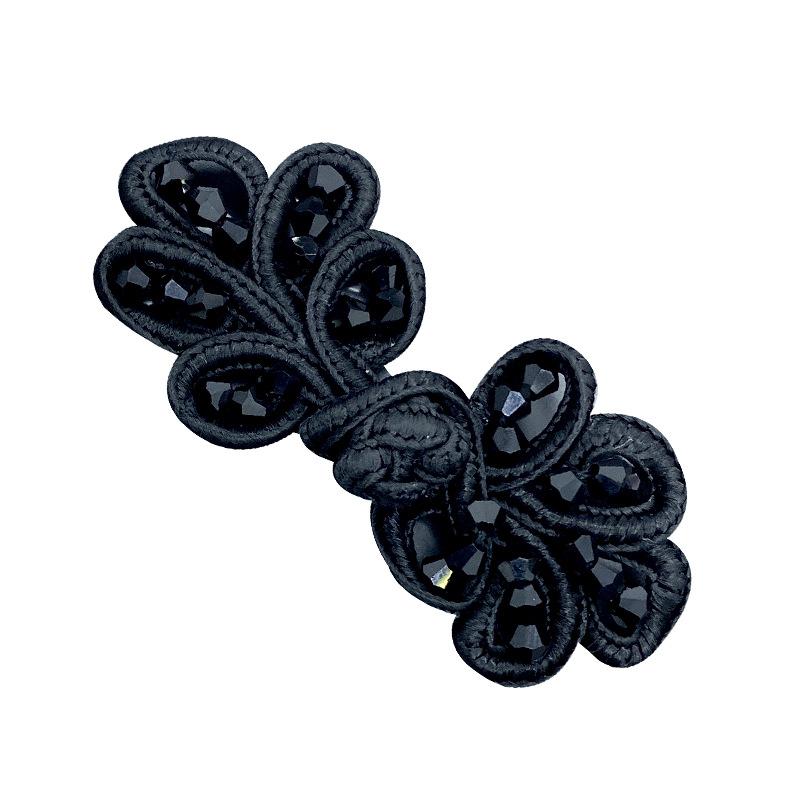 5pcs 5-Leaf Crystal Bubble Bead Buttons, Grape Vine Chinese Knot Buckle for Cheongsam, Vintage Elegant Costume Decoration
