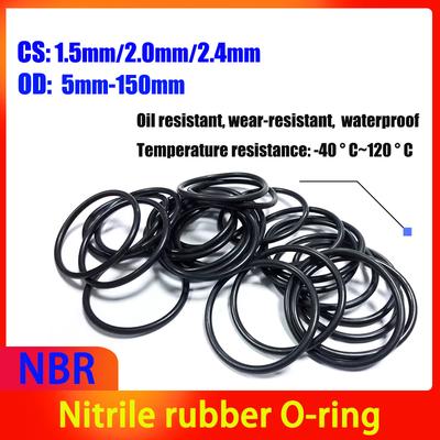 CS 1.5mm/2.0mm/2.4mm NBR Black Nitrile Rubber O-ring Oil Seal Sealing Ring Temperature Resistance Resistant Gasket OD 5mm-150mm