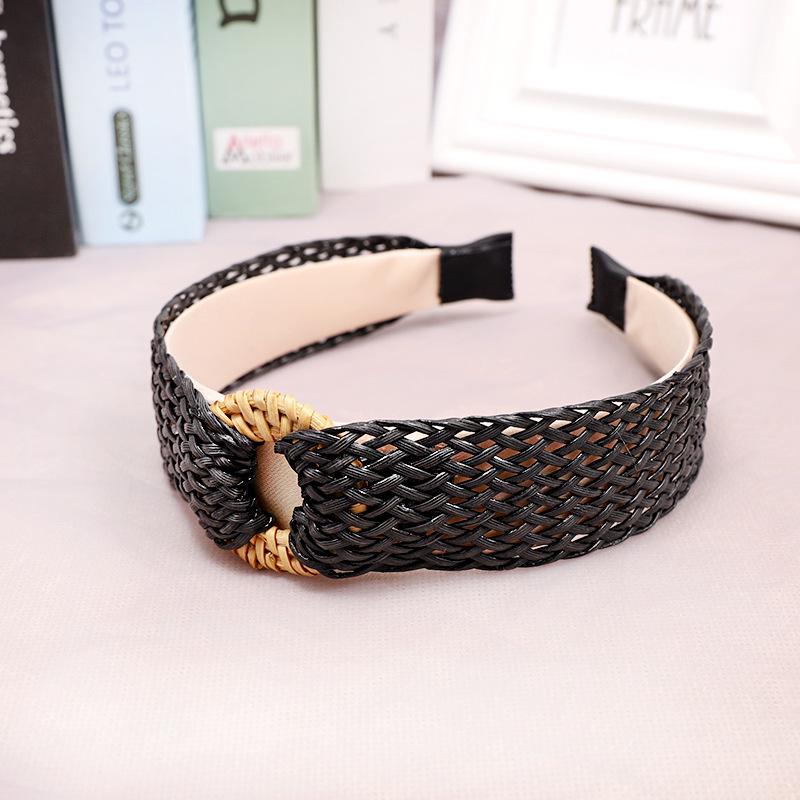 

Ветер ретро соломенная плетеная повязка на голову простая и универсальная для взрослых широкополая сетка рафия повязка на голову украшение для волос C389