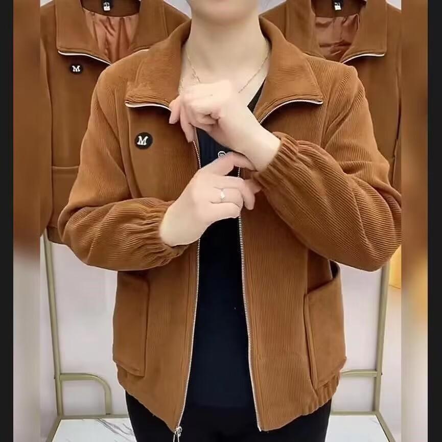 Mom Autumn and Winter Fleece Jacket Middle-aged and Elderly Women's Casual Short Coat Granny Spring and Autumn Jacket