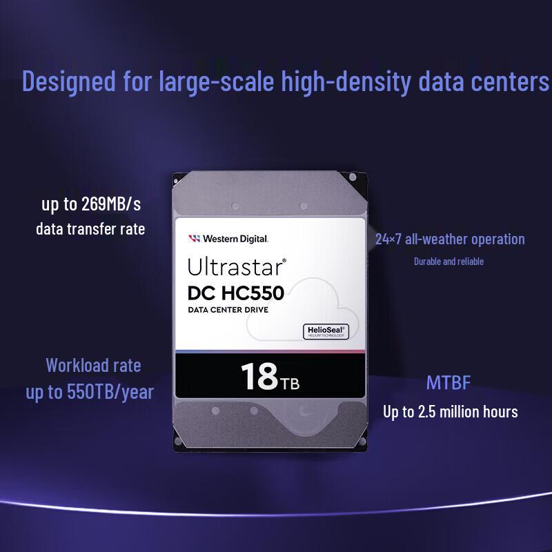 Western Digital WD HC550 18TB Enterprise Helium SATA Hard Drive
