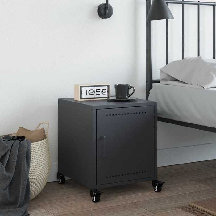 VidaXL Anthracite Bedside Table 36x39x43.5 Cm Steel, Cabinet, Side Cabinet, Phone Stand, Bedside Table, 846618