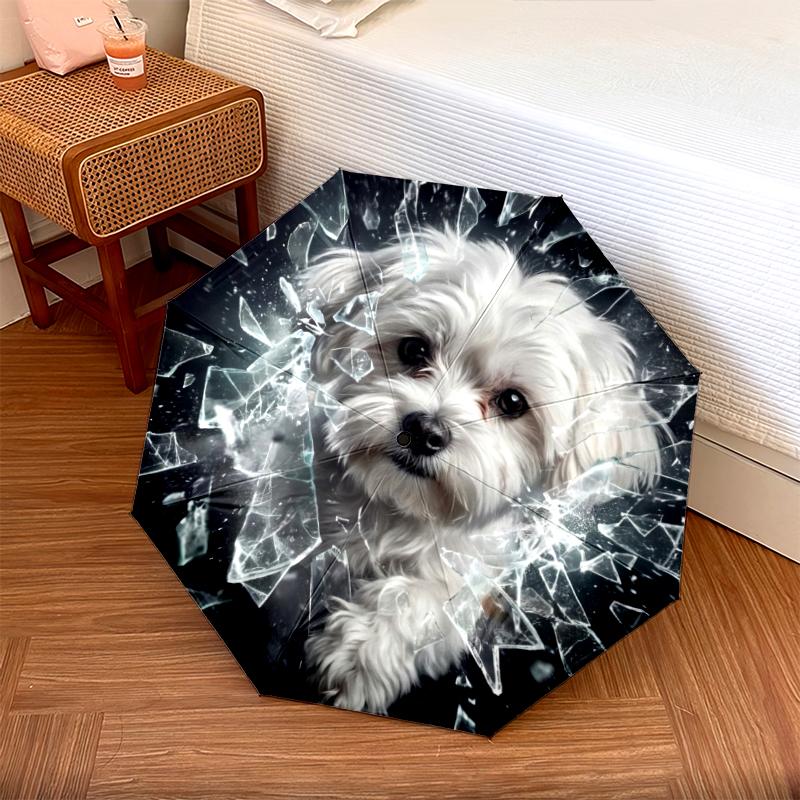 1 PC Automatic Folding Umbrella - Cute Pet Puppy Pattern, Portable & Foldable Design with 8 Ribs, Christmas Birthday Gifts