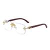 Rimless Cut Edge Gradient Pink Sunglasses Women Diamond Inlaid Metal Geometric Decor UV400 Gradient Lens Fashion Party Shades