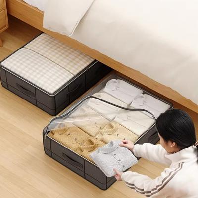 With Handle Under-bed Storage Bag with Large Transparent Window Large Capacity Foldable Storage Box Wear-resistant Dust Proof