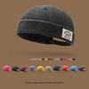 Unisex Washed Denim Melon Skin Hat Solid Color Dome Beanie Hat Brimless Adjustable Street Hat Outdoor