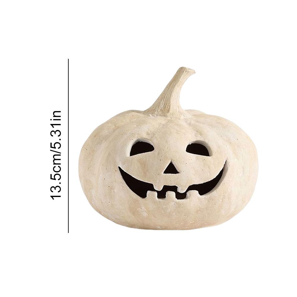 Halloween Pumpkin Lantern Decorative Hand-Carved Pumpkin Table Ornament Handcrafted Jack O Lantern Shade Home Room Decoration