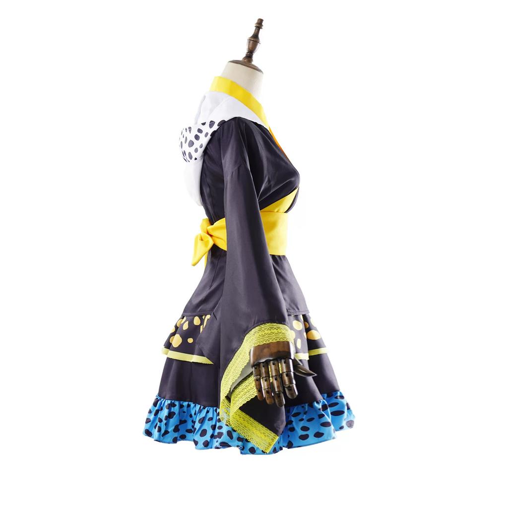 One Piece Gender-swapped Trafalgar Law Cosplay, Printed Waist-tight Kimono Costume
