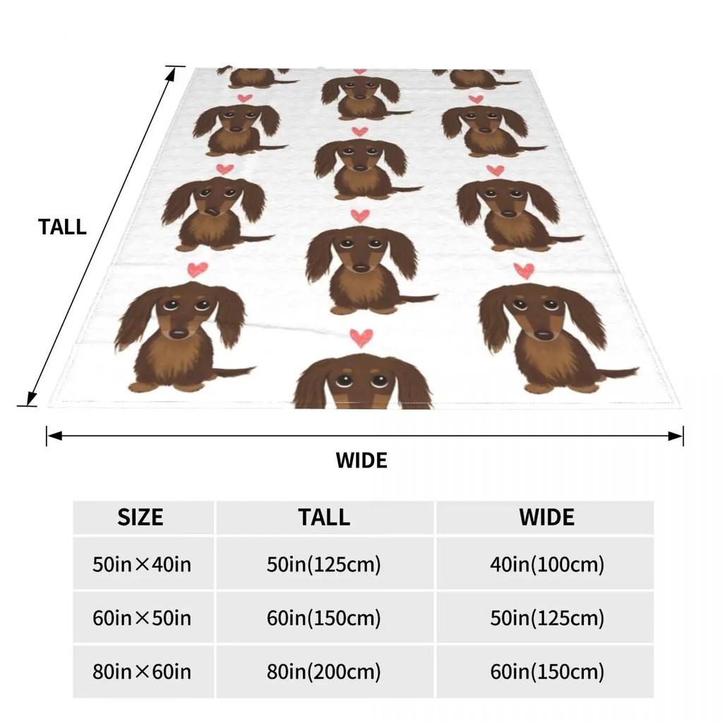 Longhaired Chocolate Dachshund Blankets Fleece Decoration Pets Animal Lightweight Throw Blanket for Bedding Outdoor Rug Piece