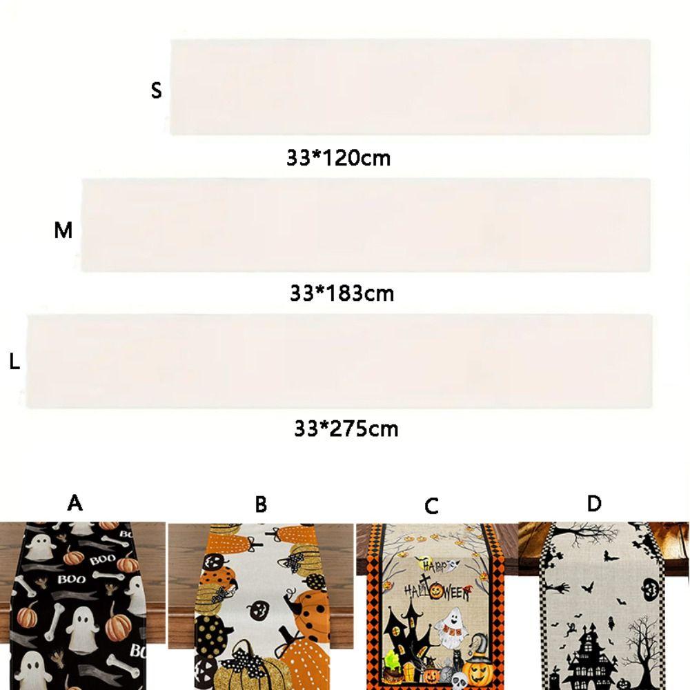 Anti-Slip Table Runner Ghost Pumpkin Bat Placemat Horror Tablecloth  Dining Table