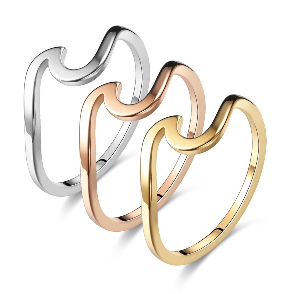Fashion Minimalist Stainless Steel Hollowed Curved Plain Finger Rings for Women Does Not Fade Statement Jewelry Birthday Gifts