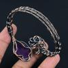Amethyst Bangle  999 Copper Wire Wrapped Cuff Bracelet, Adjustable Bangle Gemstone Jewelry, Gift For Mom Handmade Brand, New Jewelry