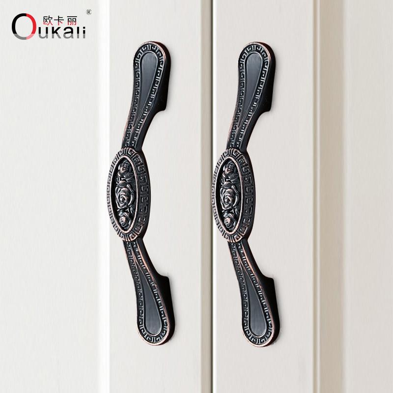 High-class European-style Kitchen Furniture Handle Retro Rose Pattern Zinc Alloy Drawer Cabinet Cupboard Door Handle