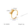 Ins Style Western 18K Gold Bowknot Pearl Stainless Steel Open Ring Women's Fashion Hammered Titanium Steel Zircon Ring
