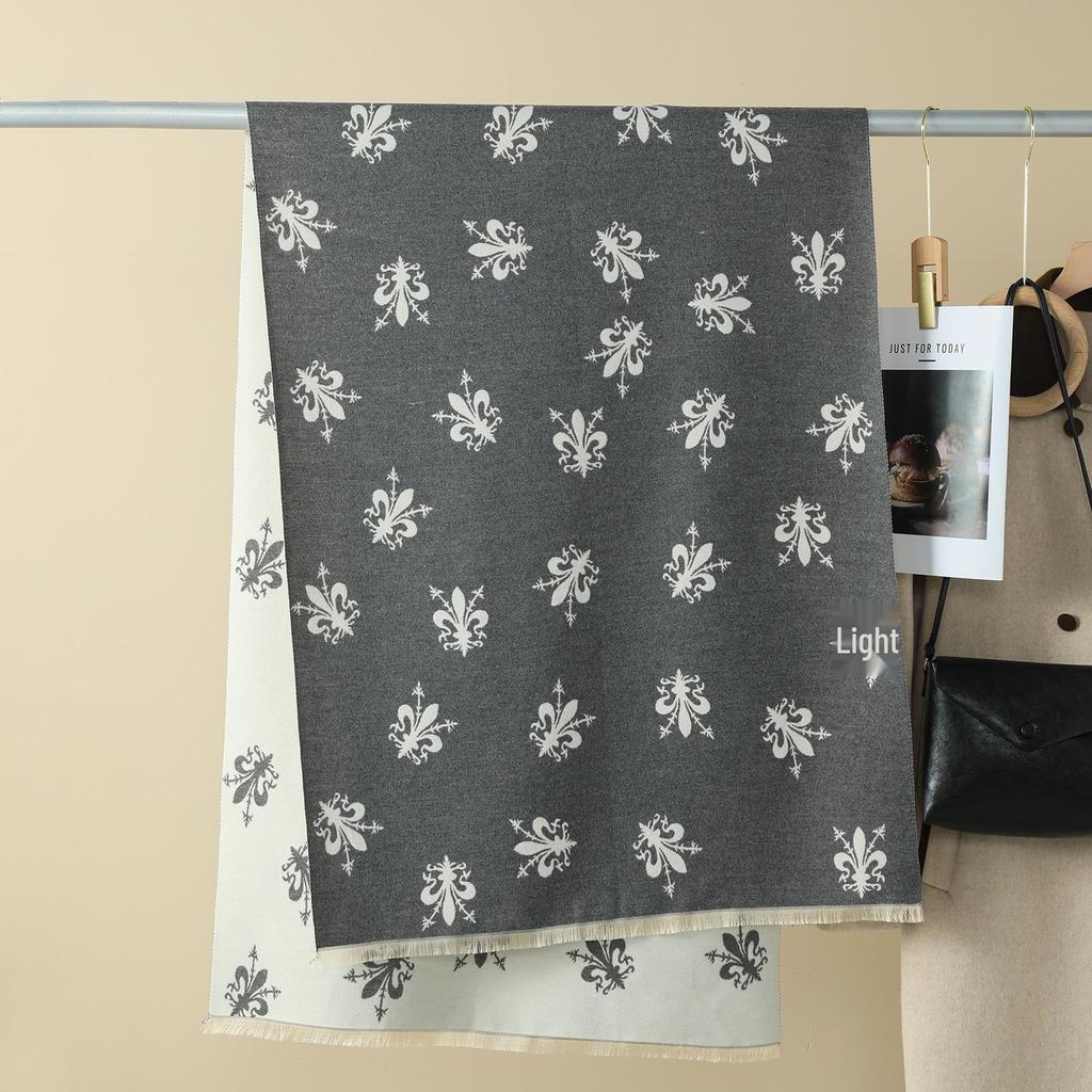Double-Sided Women's Winter Ink Painting Snood: Imitation Cashmere Scarf for Air-Conditioned Rooms.