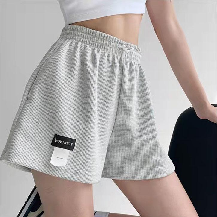Women Shorts Casual Sports High Waist Drawstring Shorts Fitness Shorts Plus Size S светло-серый