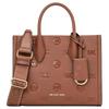 Mirella Brand Letter Embossed Tote Bag Tote Bag Shopping Bag Zipper Closure PU Handbag Small Size Women's Brown