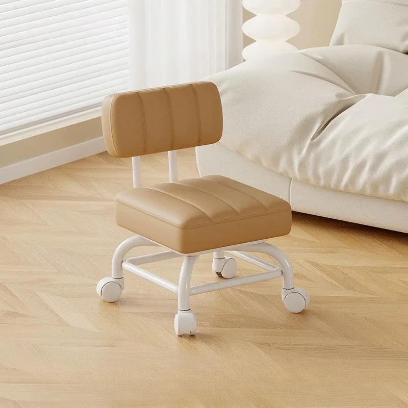 Kleiner Hocker Rückenlehne Universelles Rad Weicher Hocker Kindersofa Couchtisch Kleiner Stuhl Rolle Niedriger Hocker Tragbarer Hocker