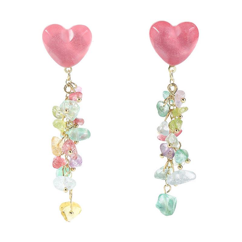 Sparkling Love Crystal Fringed Earrings Korean Fresh Temperament Studs Fashion Sweet Earrings