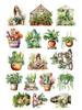 17pcs Cute Watercolor indoor plant girl Stickers for Laptop Guitar Skateboard Luggage Car Waterproof  Stationery scrapbooking