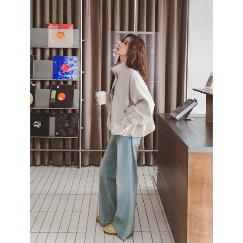 Korean Style Plaid Stitching Fashion Simple Women's Versatile Slim Casual Jacket Top