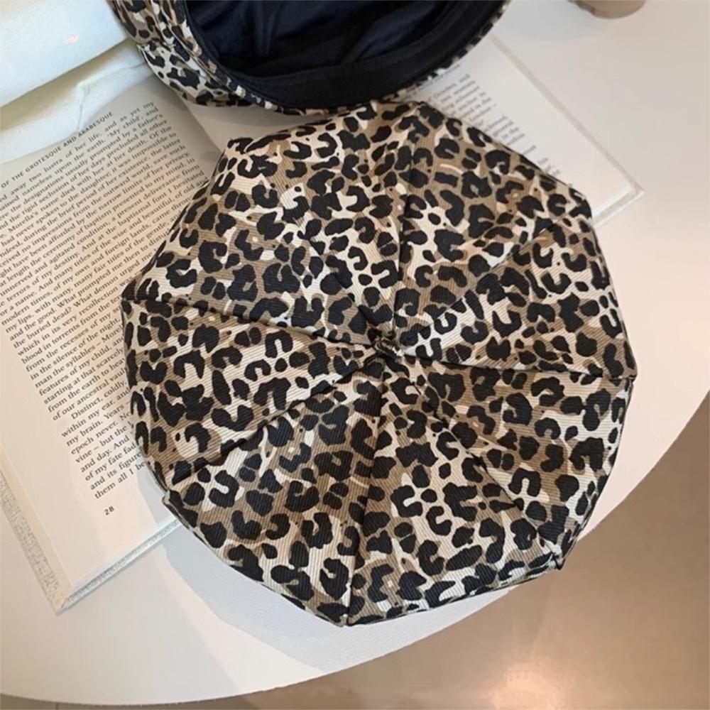 Cloud Leopard Print Beret Classic Painter Hat Retro Octagonal Cap Streetwear