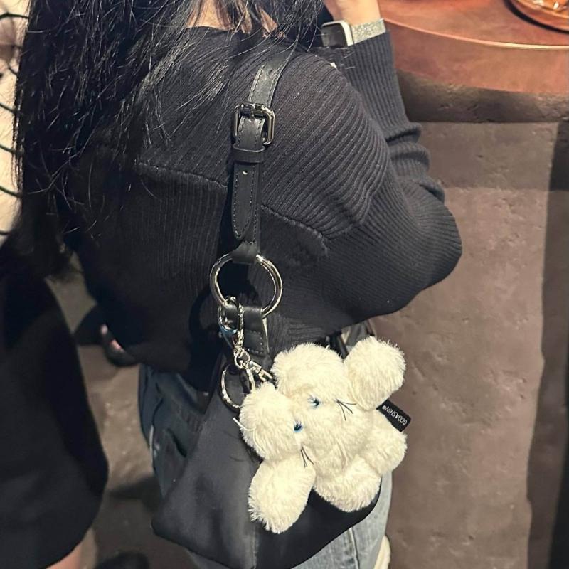 Cartoon Bear Pendant Keychain Plush Dolls Fashion Bag Ornaments Keyring for Keys