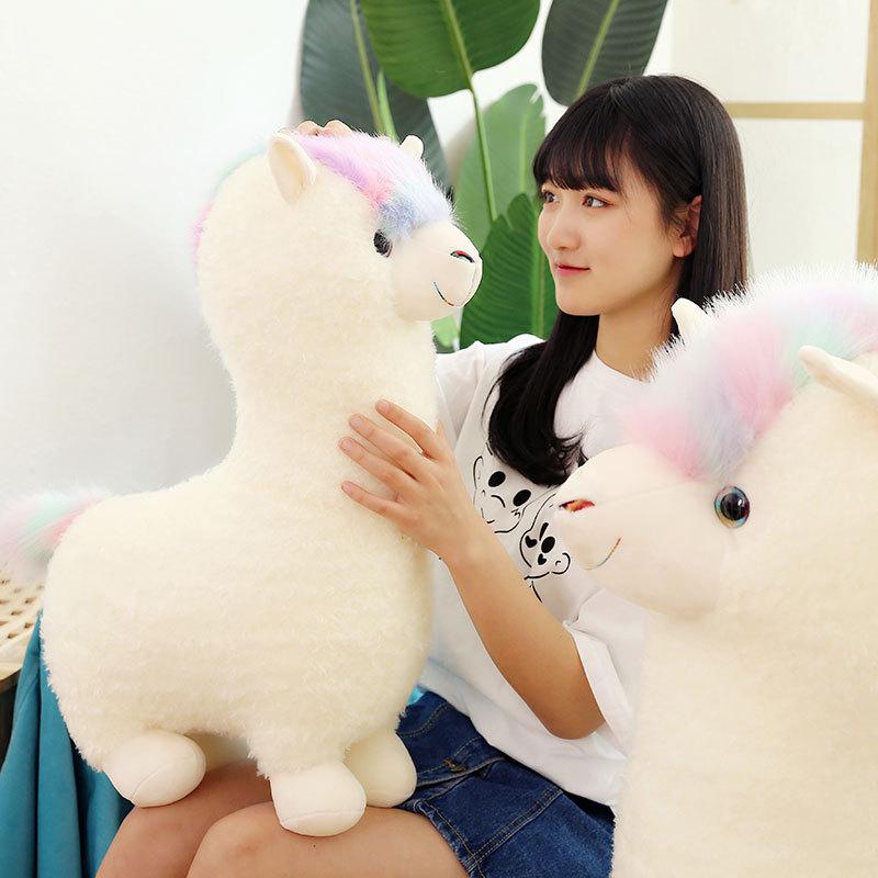 Simulation Alpaca Doll Plush Toy Grass Mud Horse Series Doll Sheep Gift Throw Pillow for Children