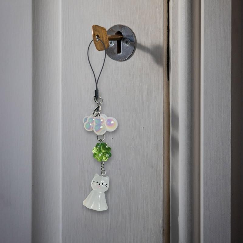 Whimsical Cat And Cloud Design Phone Strap Keychain With Sturdy Acrylic Material For Secure Phone Attachment And Stylish Accessory