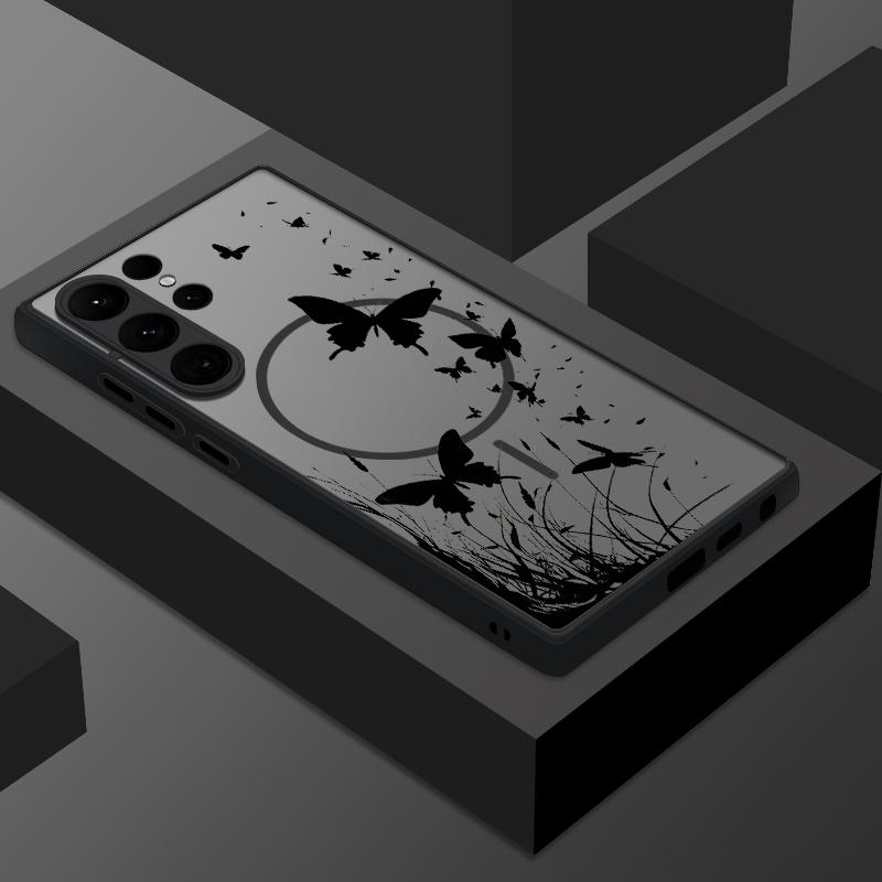 Creative Butterfly Flowers Pattern Case For Samsung Galaxy S26 Ultra S25 Edge S24 Plus S23 S22 S21 FE Magnetic For Magsafe Matte Cover