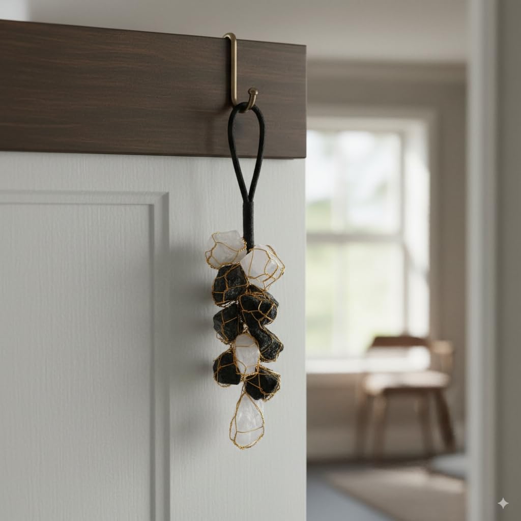 GLEON Selenite and Black Tourmaline Hanging