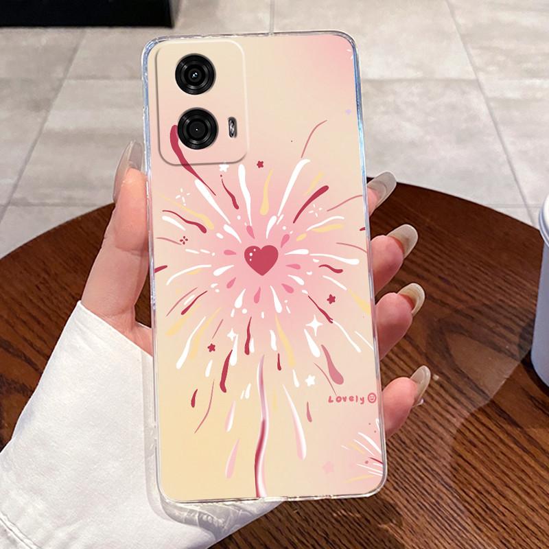 Jelly Casing For Motorola Moto G24 / Moto G24 Power Clear Silicone Soft TPU Back Cover Cute Cat Rabbit Heart Protective Case