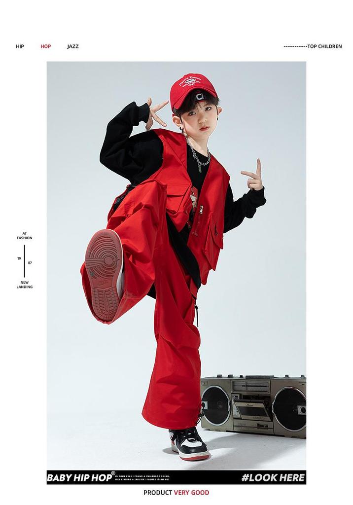 Kids' Trendy Hip Hop Dance Outfits: Boys' Cargo Pants & Girls' Jazz Costumes Set