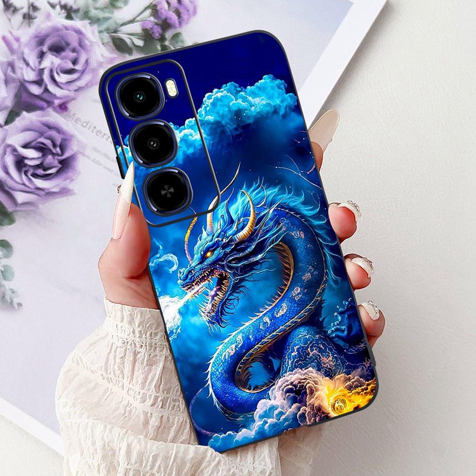 Cool Dragon Lion Tiger Cartoon 2D Printed Pattern Casing For Itel City 100 City100 Case Soft Silicone Black Back Cover Landscape