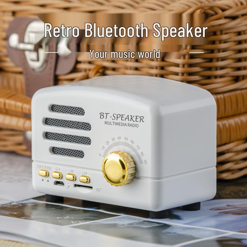 

Mini Retro Bluetooth Speaker - Portable, Creative Gift with Radio & Card Insert for Mobile & Computer Use