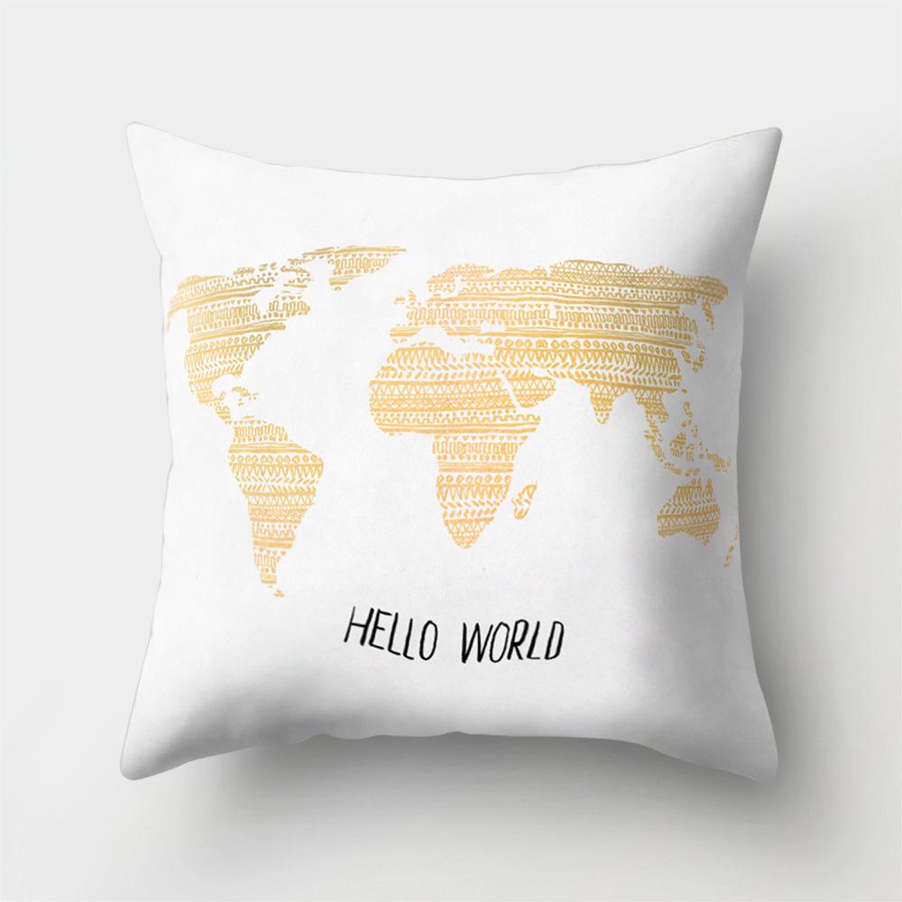 World Map Cartoon Decorative Cushion Set Decorative Pillowcase Sofa Room Bed Cushion Cover Home Decor