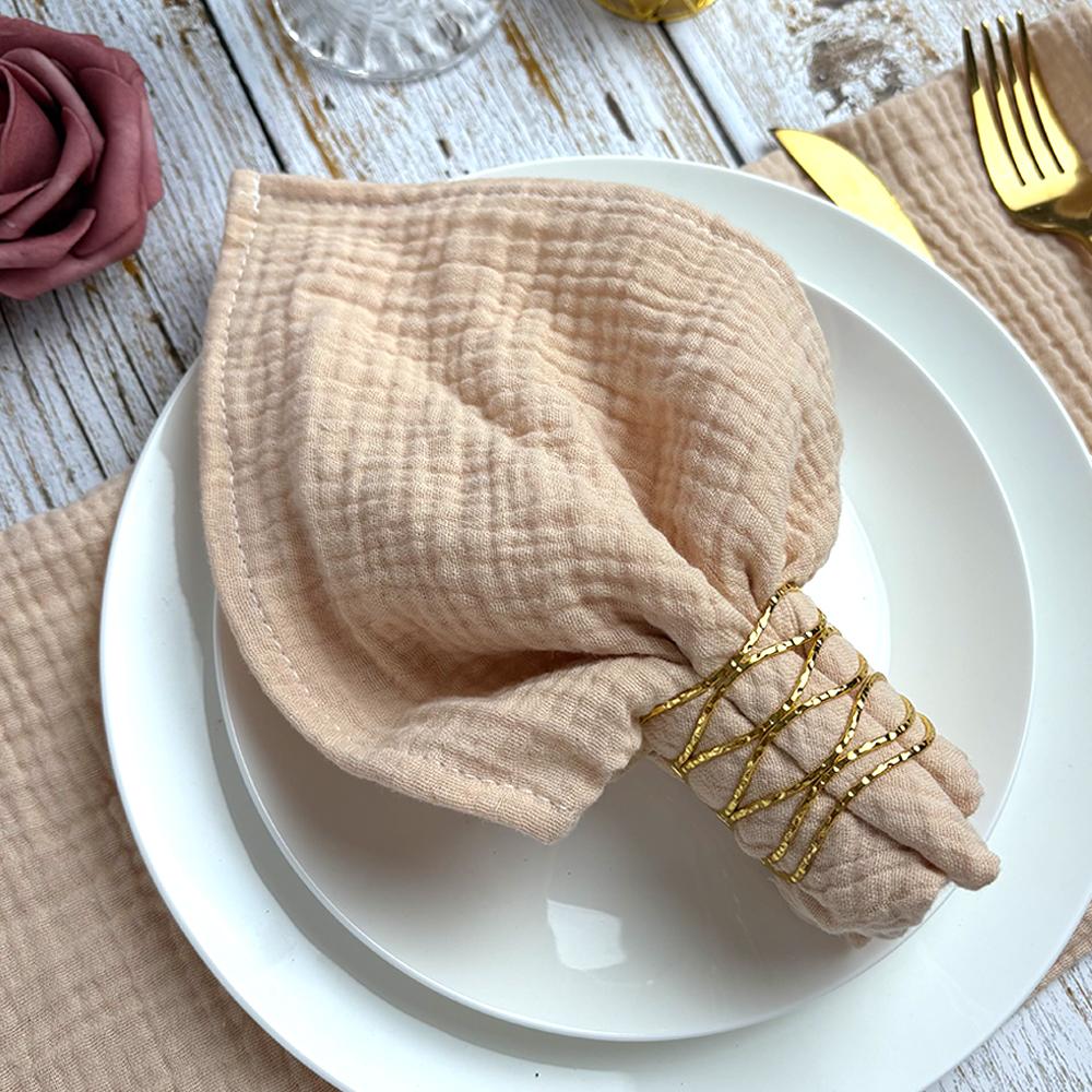 10PCS Cloth Napkins Boho Gauze Washable Cotton 16X16Inches for Wedding Baby Shower Bridal Shower Dinner Tea Party Easter Decorat