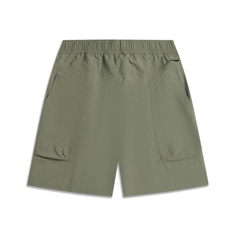 Li Ning CF Su Water-Resistant Solid Color Quick-Dry Sports Shorts Men shorts Tea-Green AKSV241-3