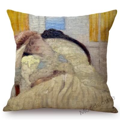 French Painter Edouard Vuillard Abstract Impressionism Home Decorative Oil Painting Sofa Throw Pillow Cases Linen Cushion Cover