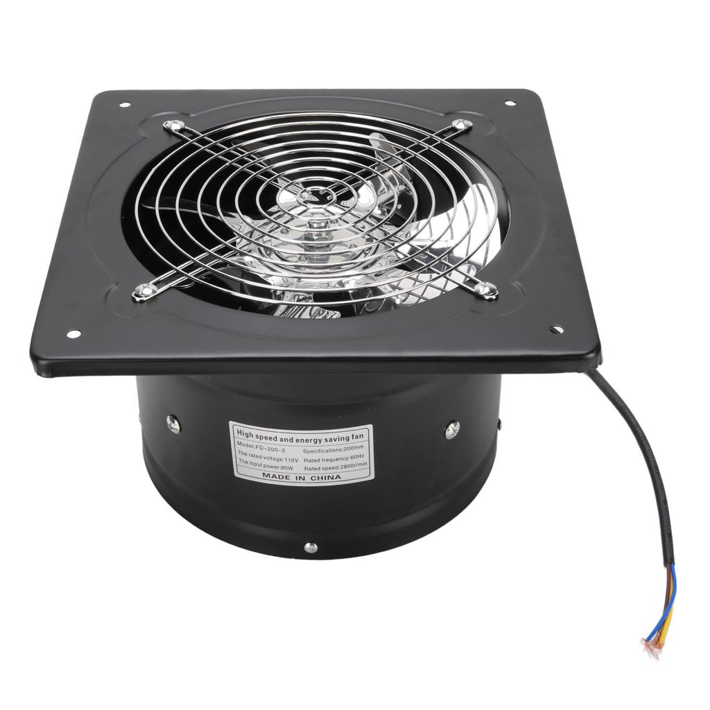 Kitchen Exhaust Fan 9.8 Inch Carbon Steel 2800RPM 80W 7 Blades Quiet Wall Mount Fume Extractor