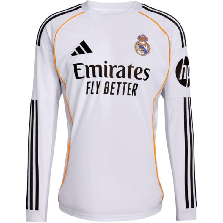

Adidas Real Madrid 25-26 Fan Version Home Round Neck Fashion Soft Sports Long Sleeve Football Shirt Unisex Tops JN8884 L
